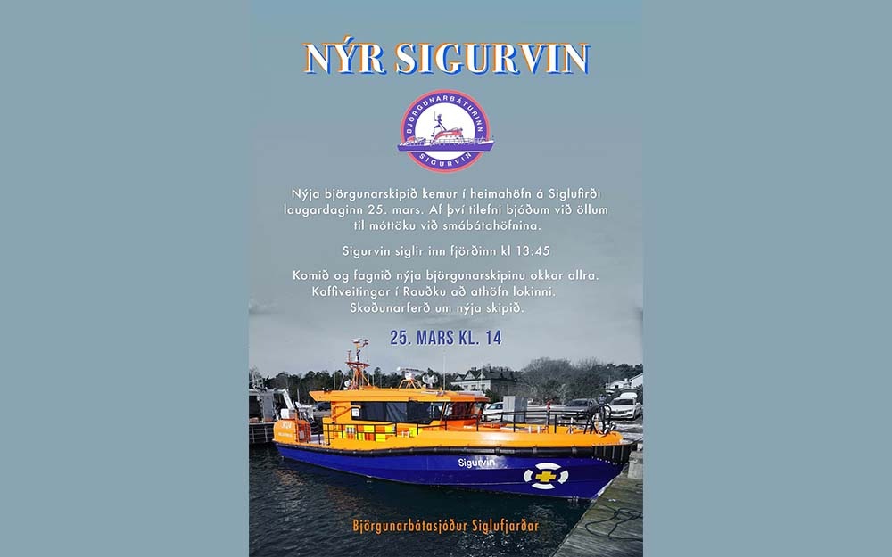 Nýtt björgunarskip væntanlegt til heimahafnar á Siglufirði