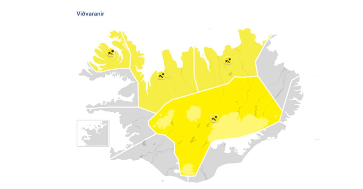 Gular viðvar­an­ir í gildi