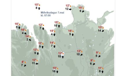 16°C á Tröllaskaga í morgun
