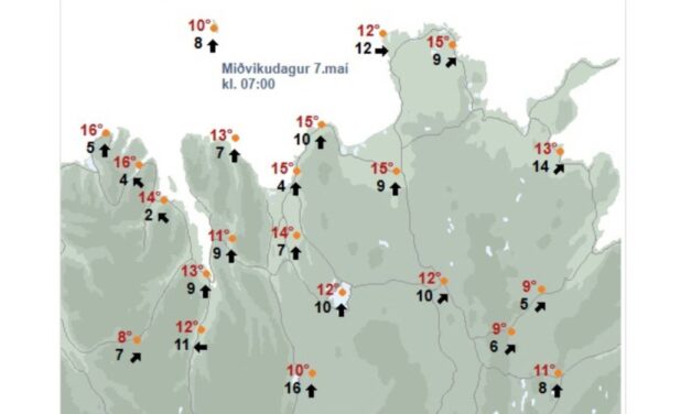 16°C á Tröllaskaga í morgun