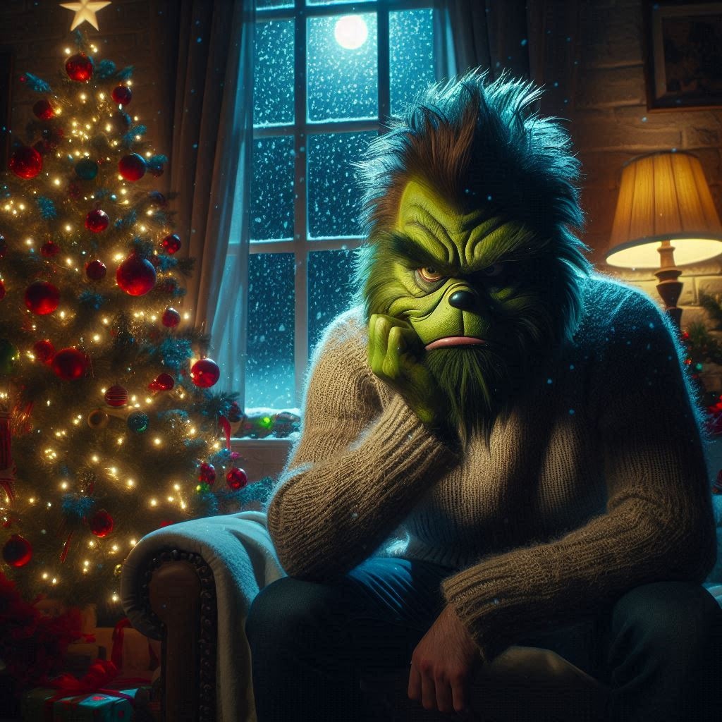 Jóla Grinchinn þórólfur. Gervigreindarmynd sköpuð með Microsoft Designer