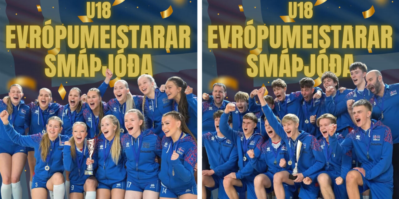 Eiríkur Hrafn fagnar Evrópugulli með U18 landsliði Íslands