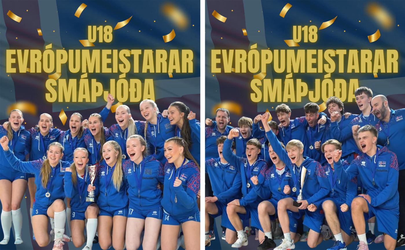Eiríkur Hrafn fagnar Evrópugulli með U18 landsliði Íslands