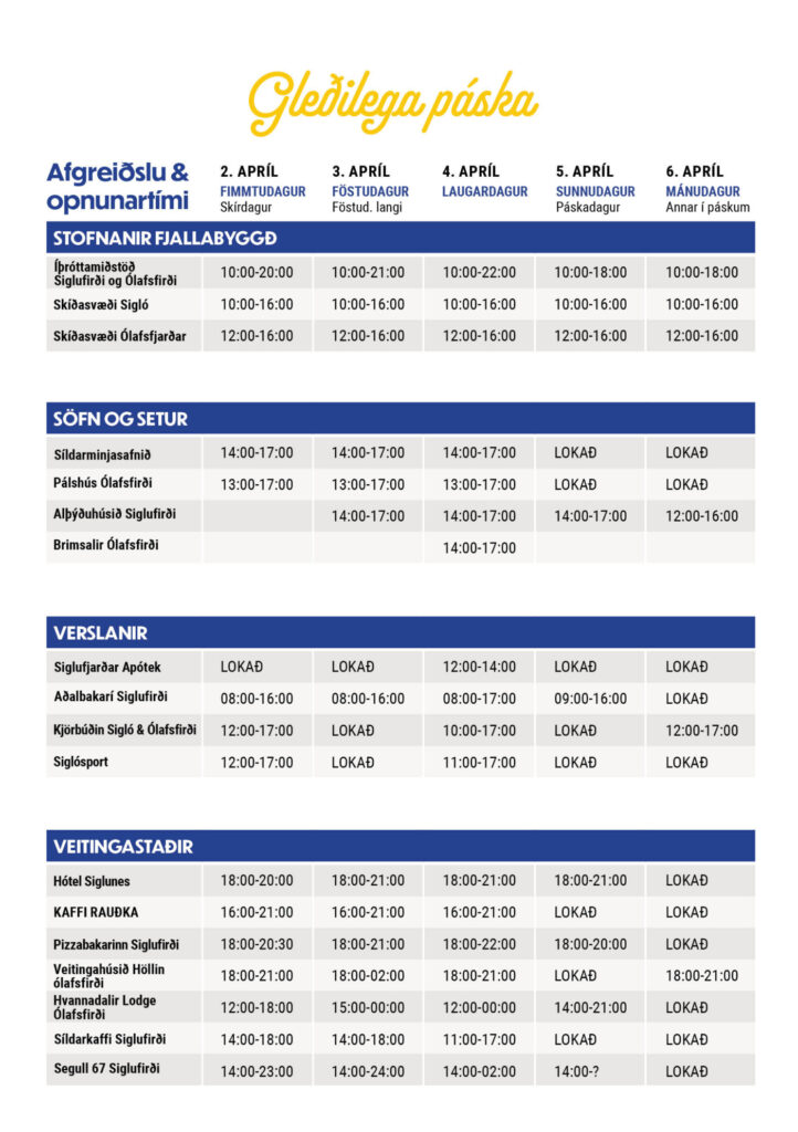 Páskarnir í Fjallabyggð: Fjölbreytt dagskrá og líflegt bæjarlíf fram undan